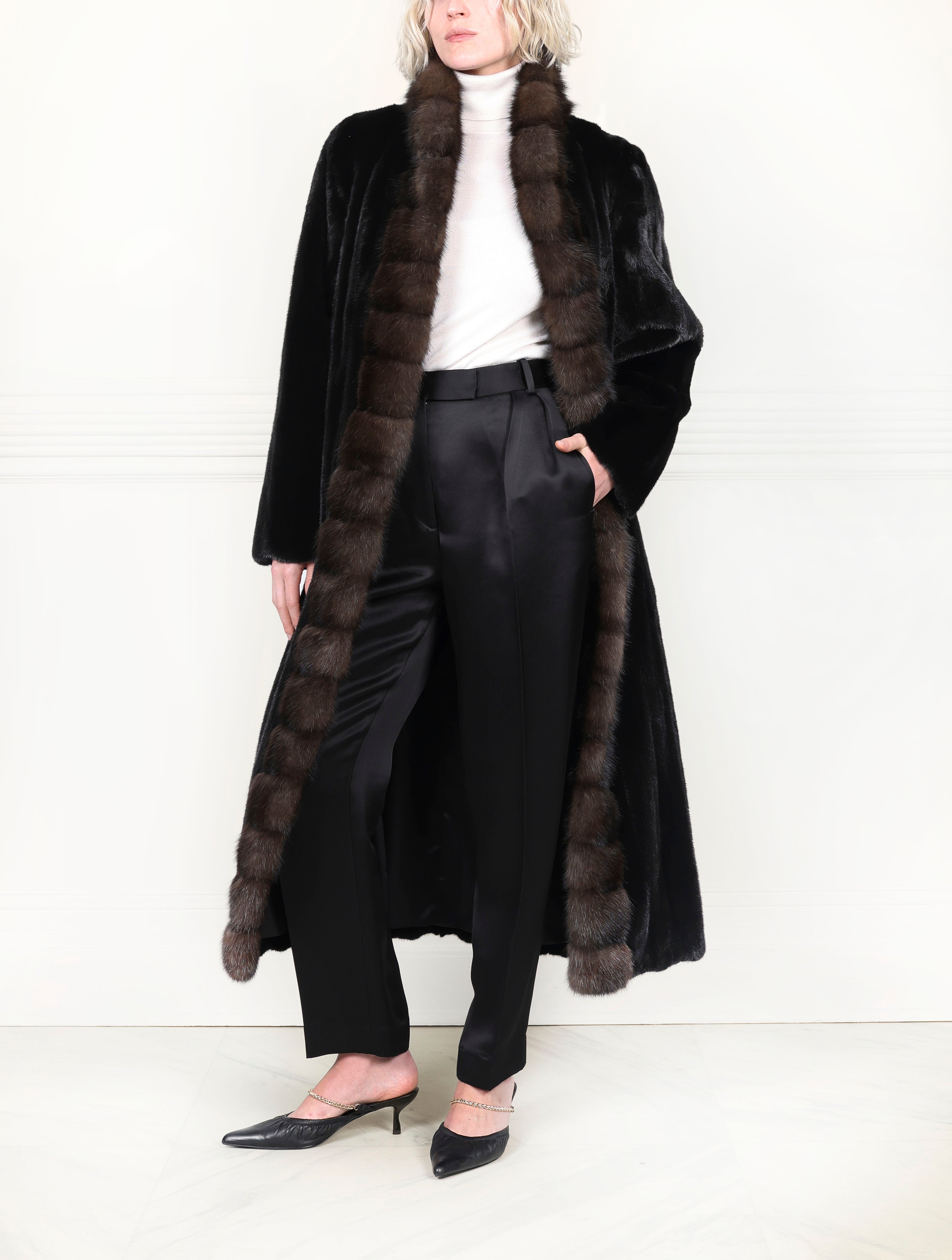 The Lenora Mink Fur Coat with Sable Trim