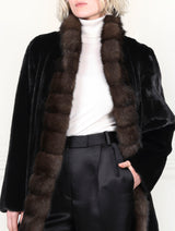 The Lenora Mink Fur Coat with Sable Trim