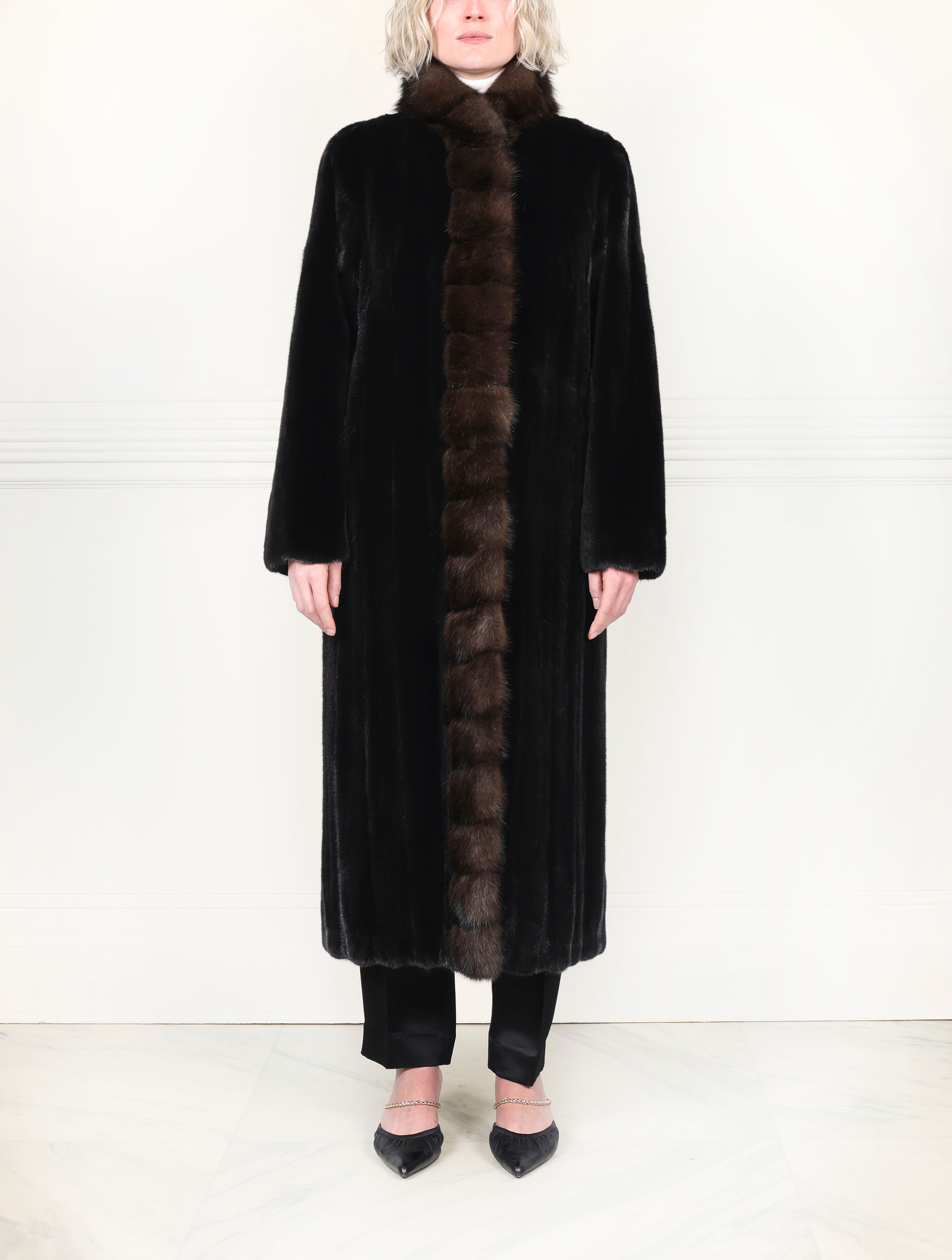The Lenora Mink Fur Coat with Sable Trim