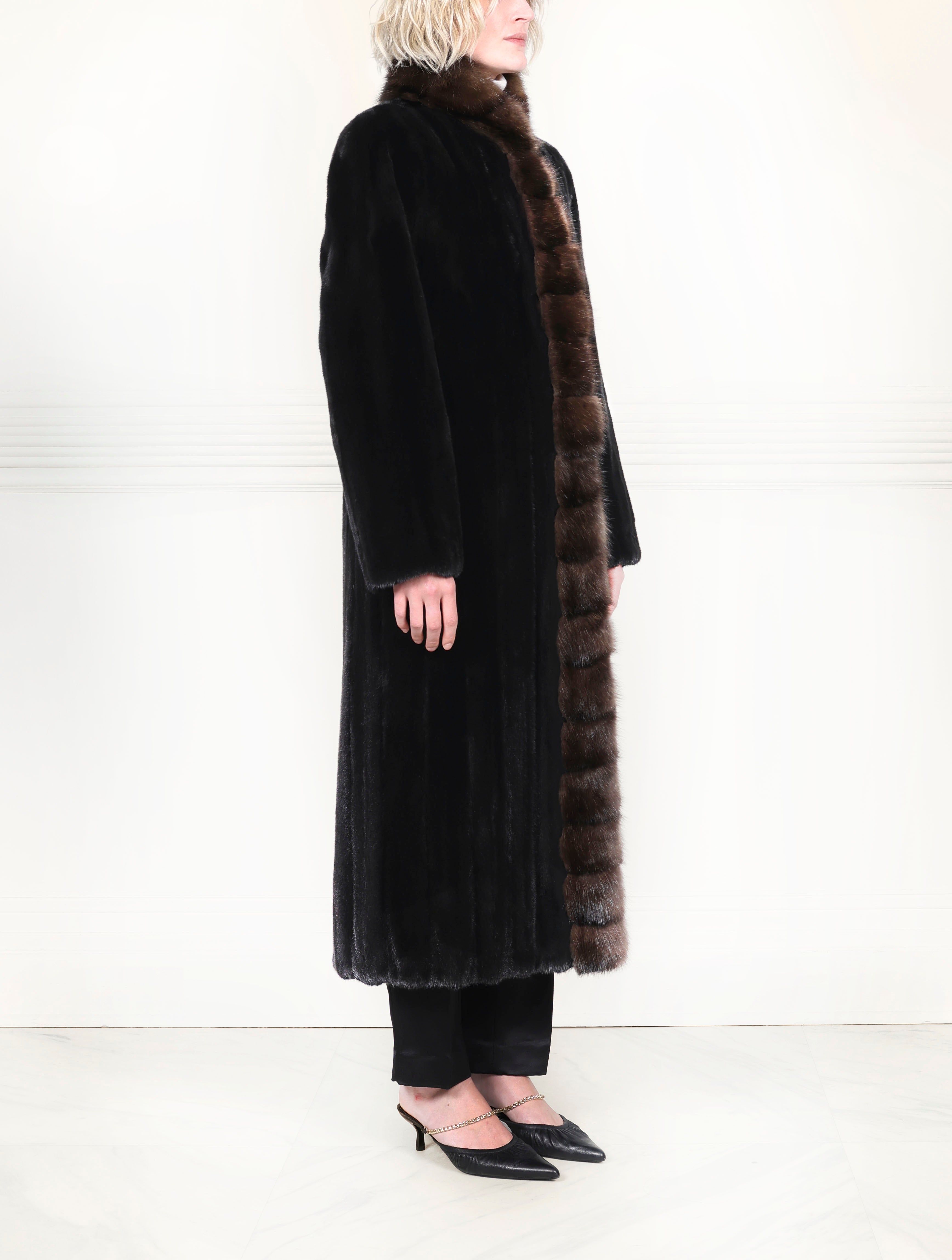 The Lenora Mink Fur Coat with Sable Trim