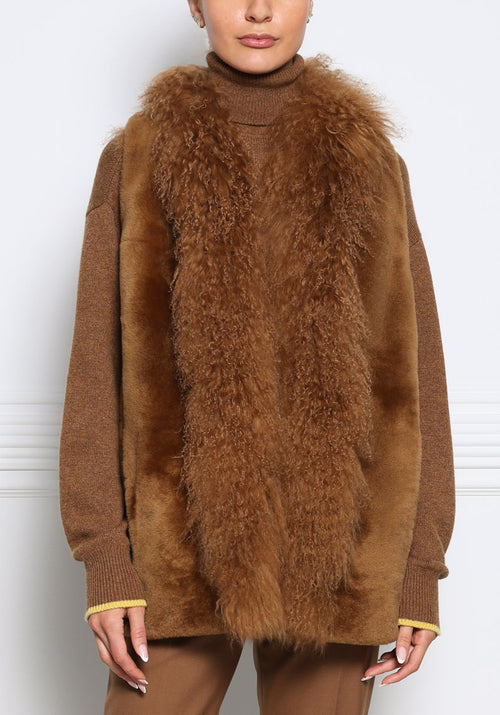 Merino Shearling Vest with Curly Lamb Tuxedo