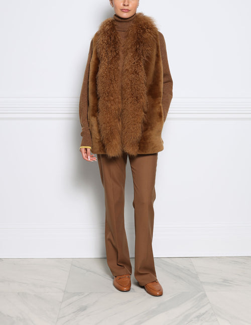 Merino Shearling Vest with Curly Lamb Tuxedo