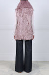 Curly Lamb Trimmed Shearling Shawl Collar Vest