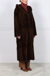 The Hazel Hooded Mahogany Mink Coat