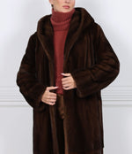 The Hazel Hooded Mahogany Mink Coat