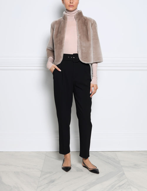 The Romy Cropped Lined Shearling Jacket