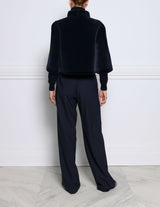 1502-NAVY-MERINO-SHEARLING-STAND-COLLAR-CROPPED-UNLINED-JACKET