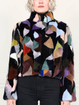 Rainbow Upcycled Mink Fur Jacket