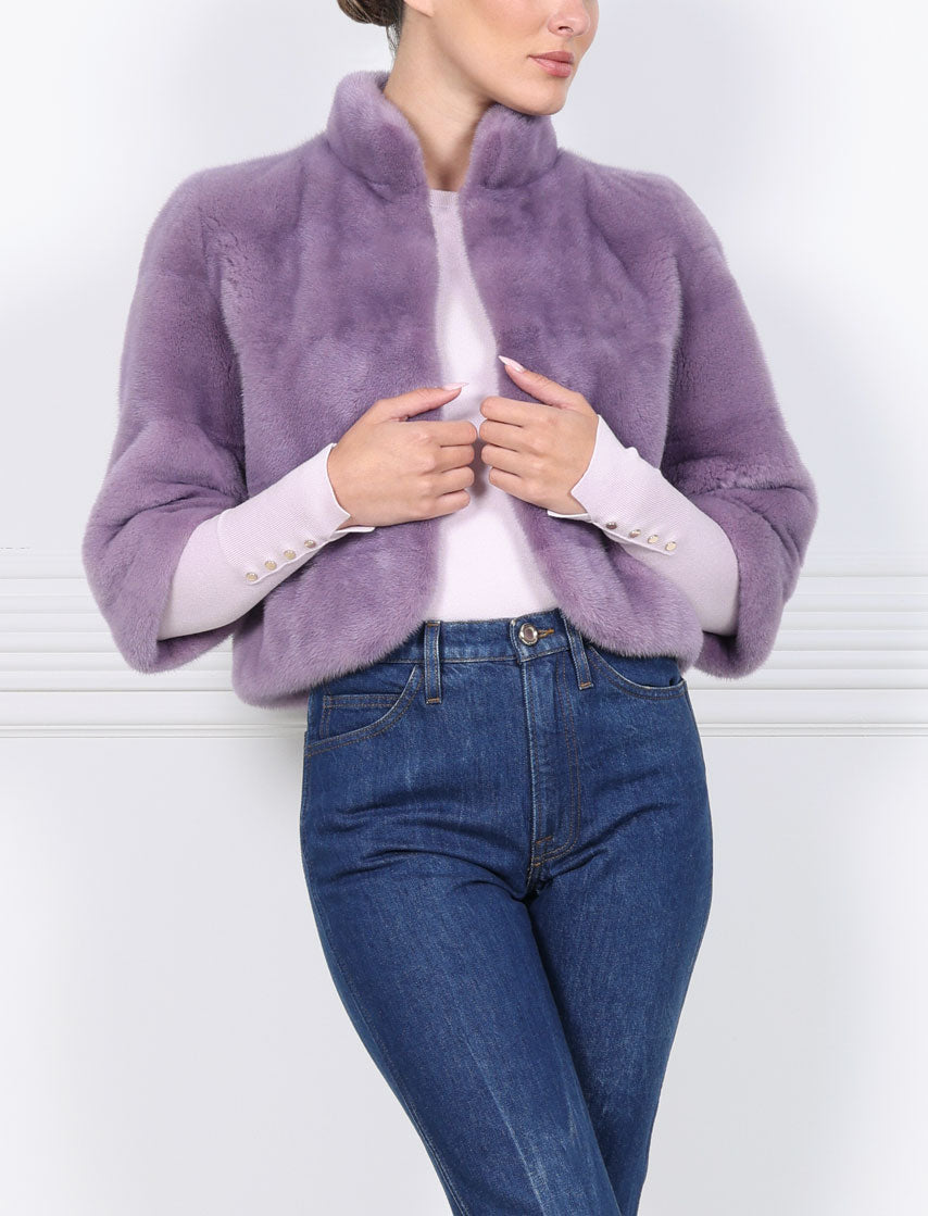 The Alora Mink Jacket in Lavender