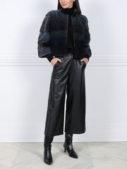 Teal Upcycled Mink Fur Jacket