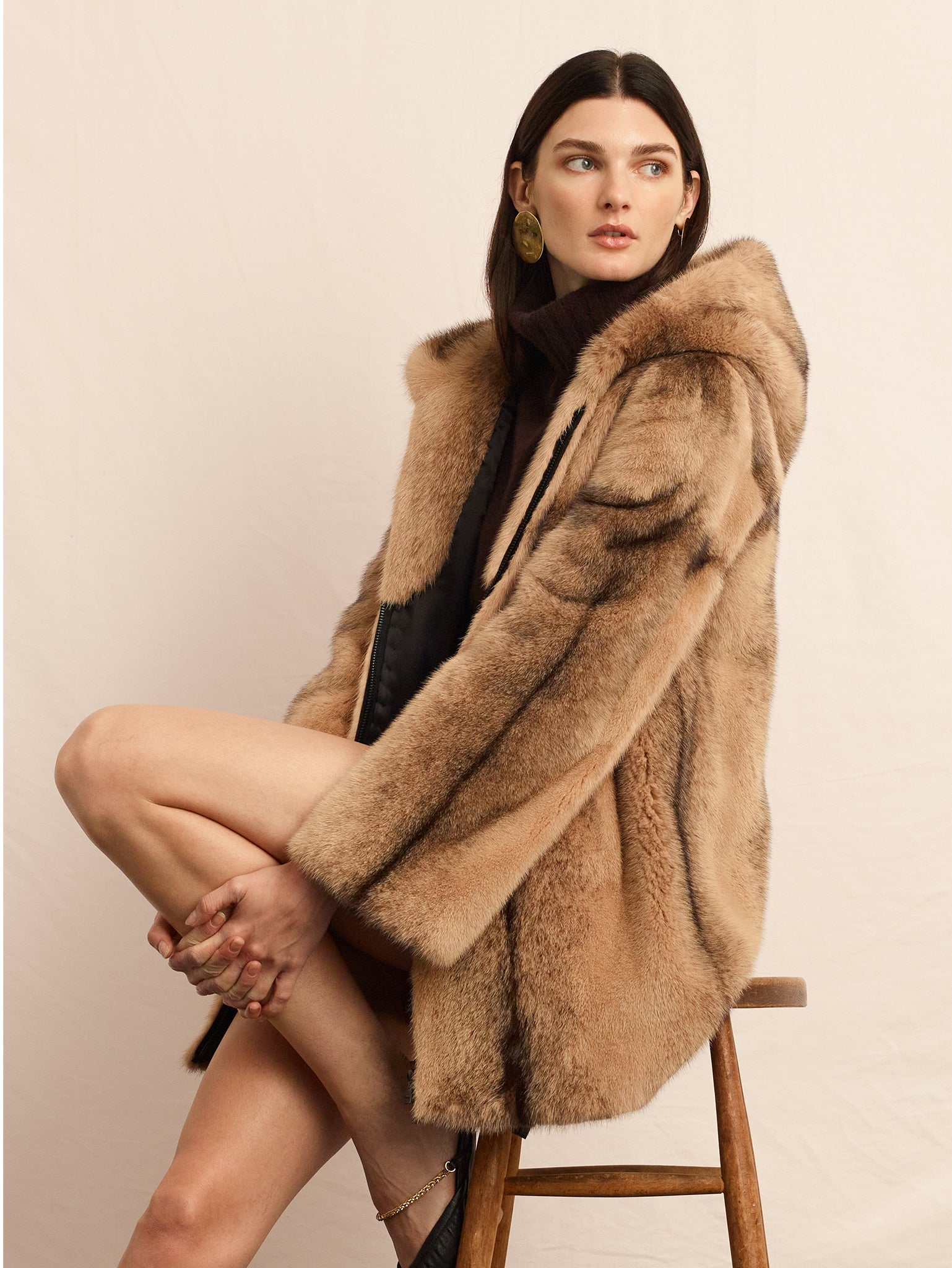 The Louisa Hooded Vertical Mink Fur Jacket