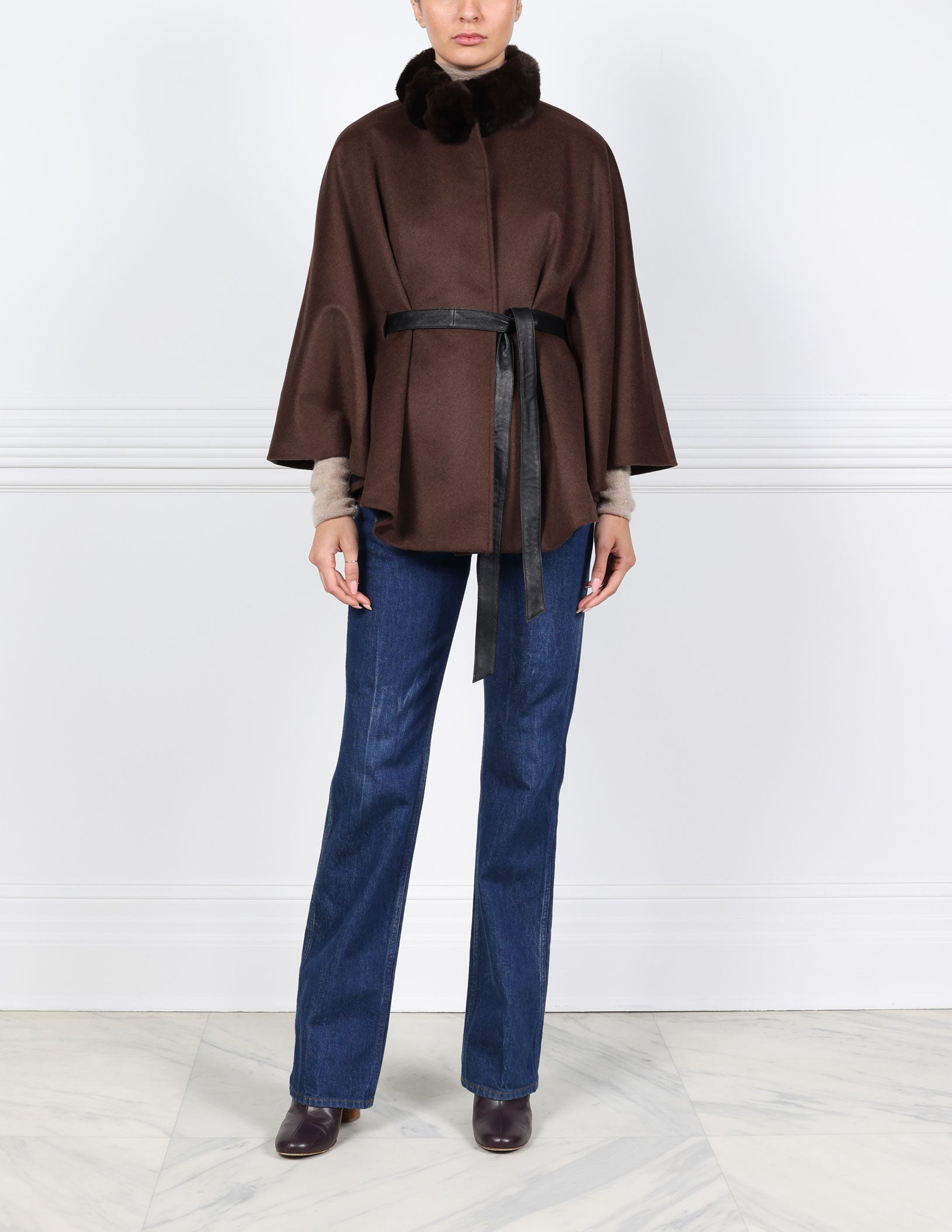 1823-BROWN-CASHMERE-BELTED-CAPE-CHINCHILLA-COLLAR-CASUAL