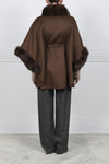 The Jayden Double Face Cashmere Cape with Sable Fur Trim