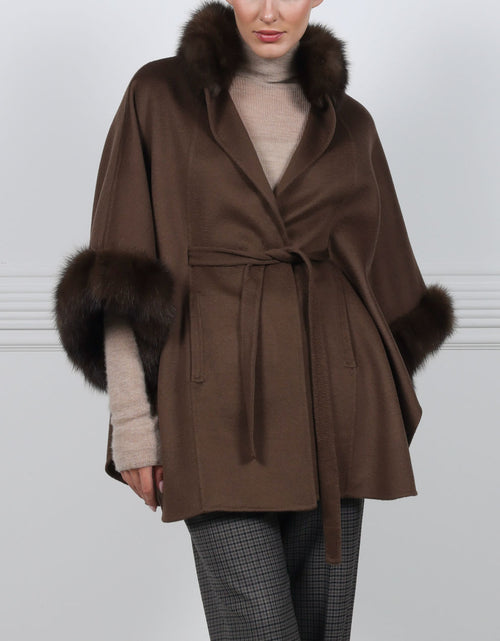 The Jayden Double Face Cashmere Cape with Sable Fur Trim