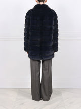 The Alexa Barguzin Sable Fur Coat in Navy