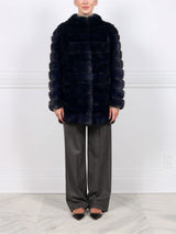 The Alexa Barguzin Sable Fur Coat in Navy