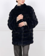The Alexa Barguzin Sable Fur Coat in Navy