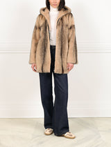 The Louisa Hooded Vertical Mink Fur Jacket