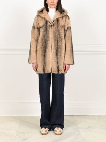 The Louisa Hooded Vertical Mink Fur Jacket