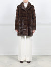 The Kristina Horizontal Mink Fur Coat With Notch Collar