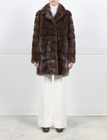 The Kristina Horizontal Mink Fur Coat With Notch Collar