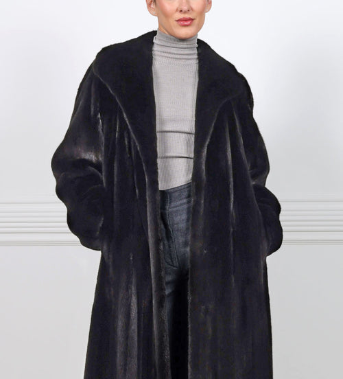 Long black mink coat hotsell