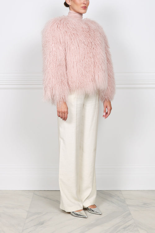 The Suzie Shearling Jacket in Pink