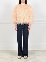 Curly Shearling Jacket in Peach