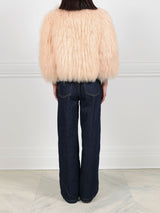 Curly Shearling Jacket in Peach