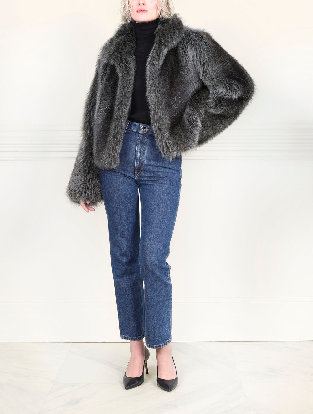 The Althea Fur Jacket in Grey