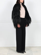 Tubular Long Hair Shearling Shrug