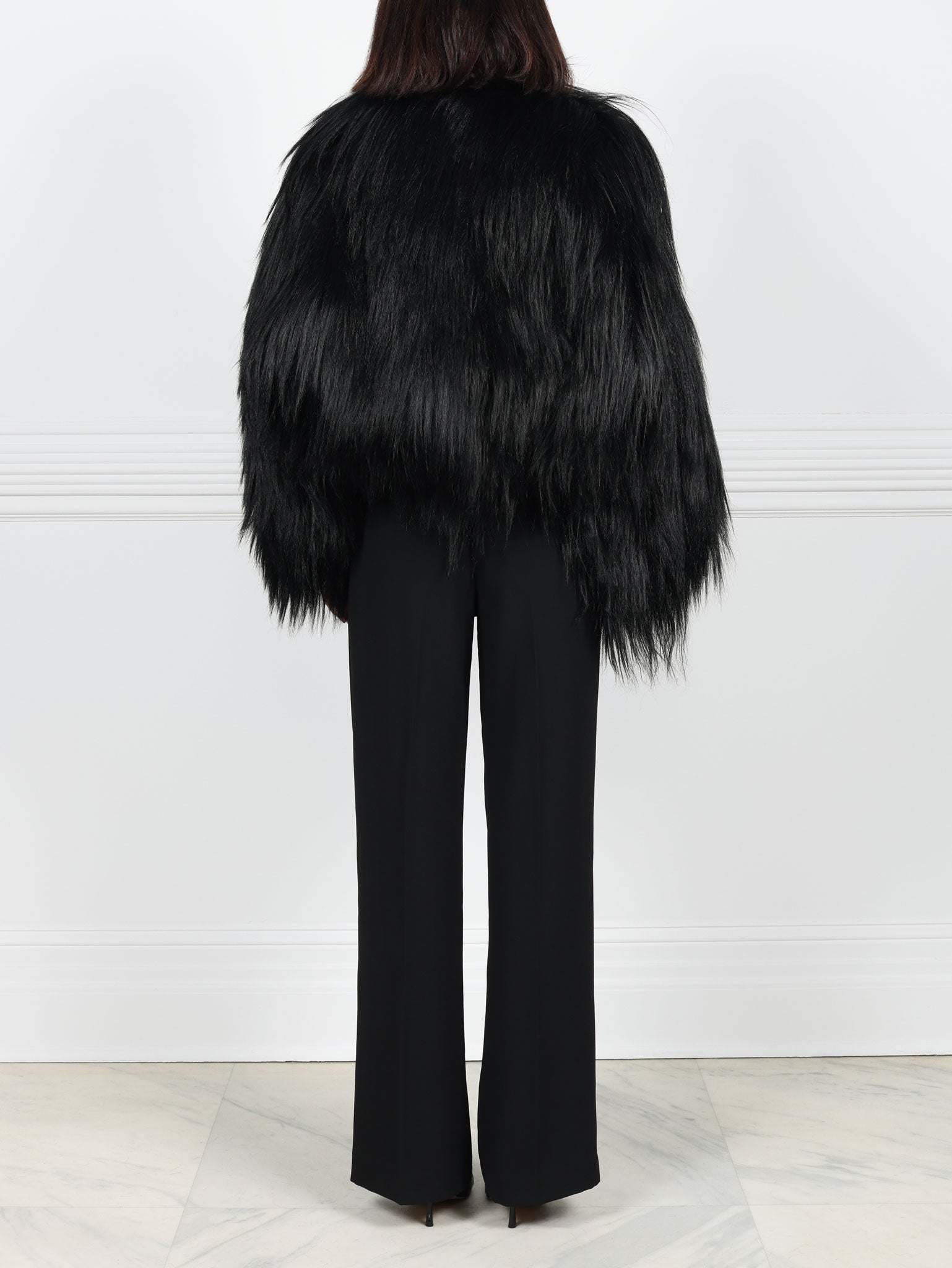 Tubular Long Hair Shearling Shrug