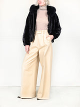 The Delilah Hooded Mink Bomber Jacket with Fox Trim