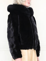 The Delilah Hooded Mink Bomber Jacket with Fox Trim
