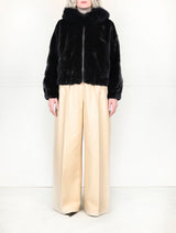 The Delilah Hooded Mink Bomber Jacket with Fox Trim