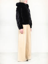 The Delilah Hooded Mink Bomber Jacket with Fox Trim