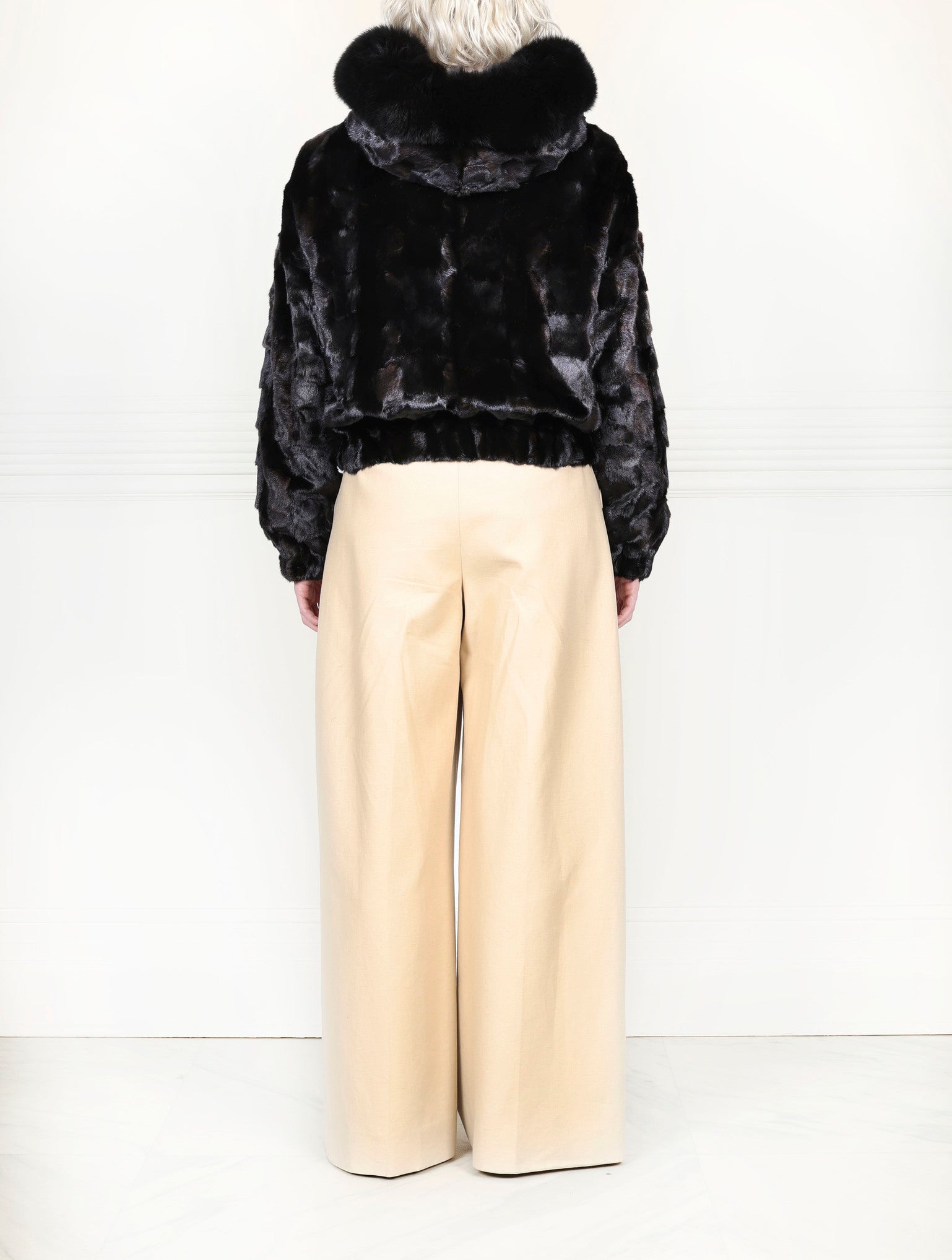The Delilah  Upcycled Mink Bomber Jacket with Fox Trim