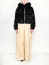 The Delilah  Upcycled Mink Bomber Jacket with Fox Trim