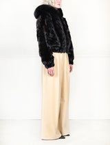 The Delilah  Upcycled Mink Bomber Jacket with Fox Trim