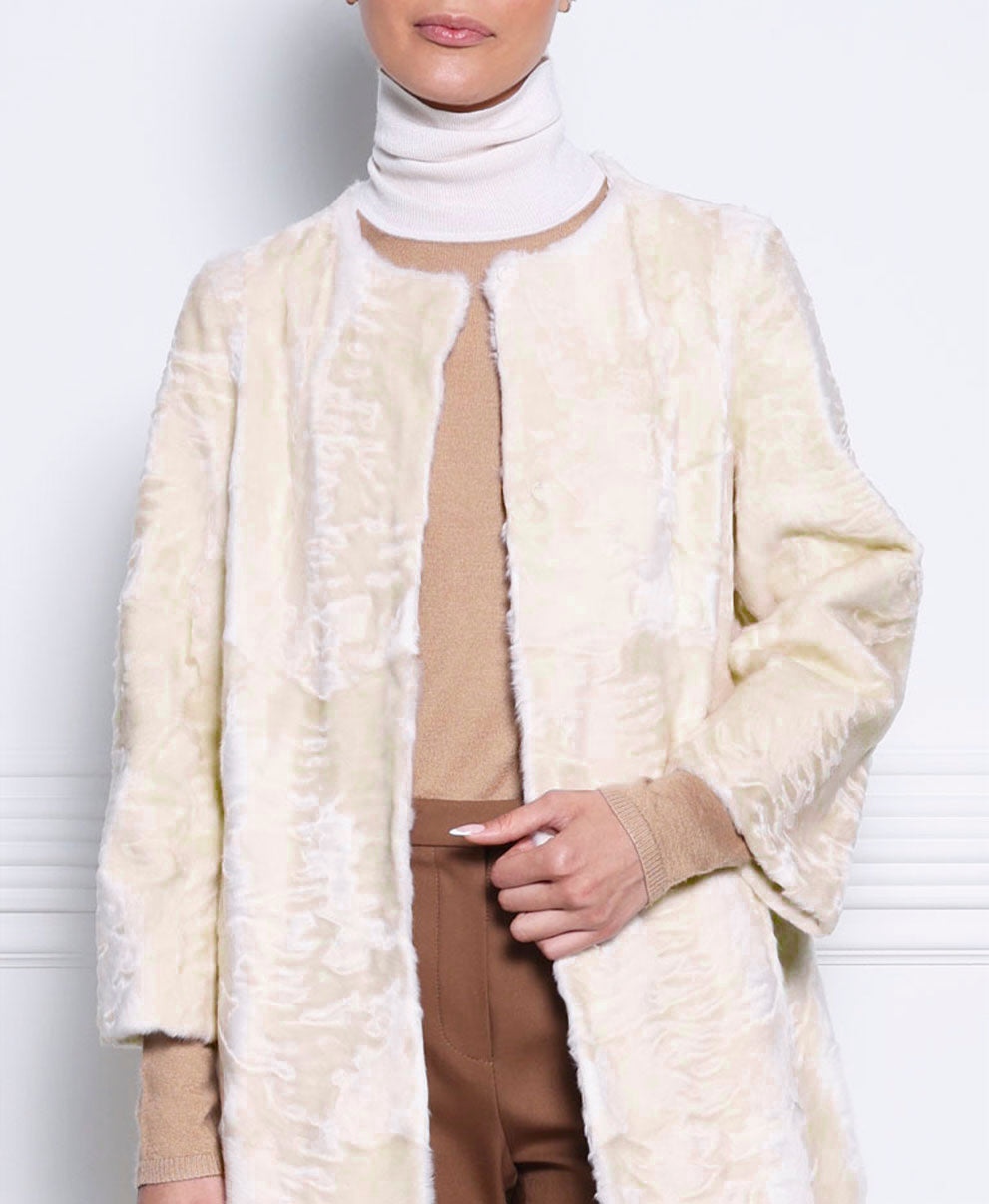 The Linden Swakara Lamb Coat in White