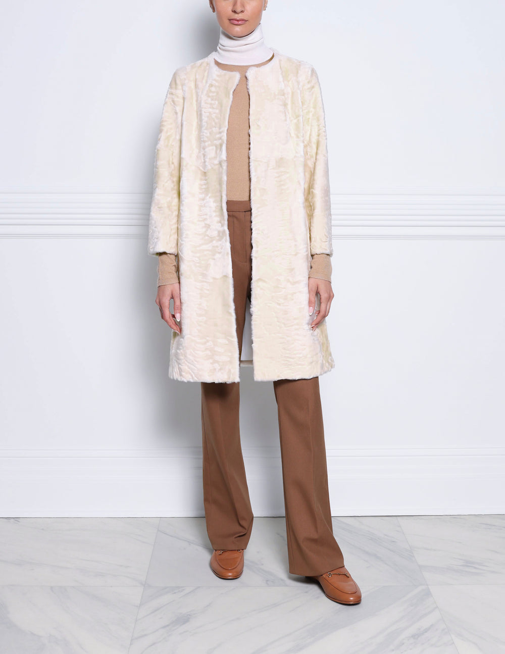 The Linden Swakara Lamb Coat in White