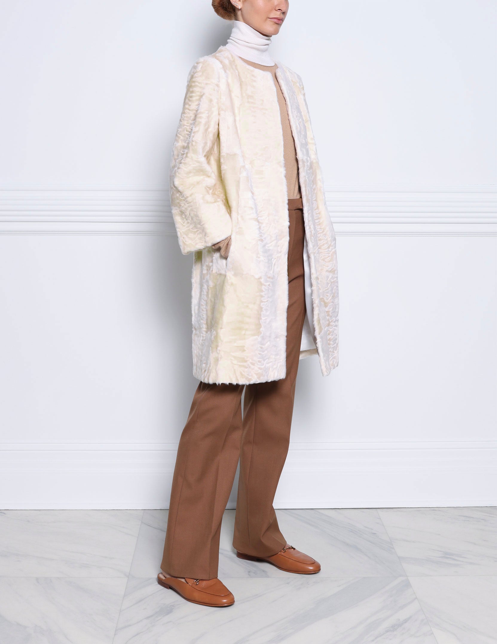 The Linden Swakara Lamb Coat in White