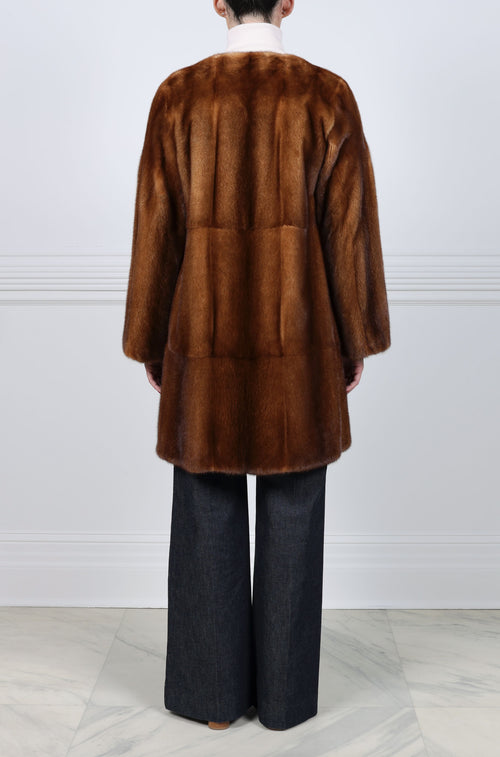 The Joan Dyed Whiskey  Mink Coat