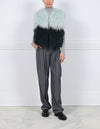 2292-MINT&DARK-GREEN-TWO-TONE-CURLY-SHEARLING-CREW-NECK-VEST-FRONT-