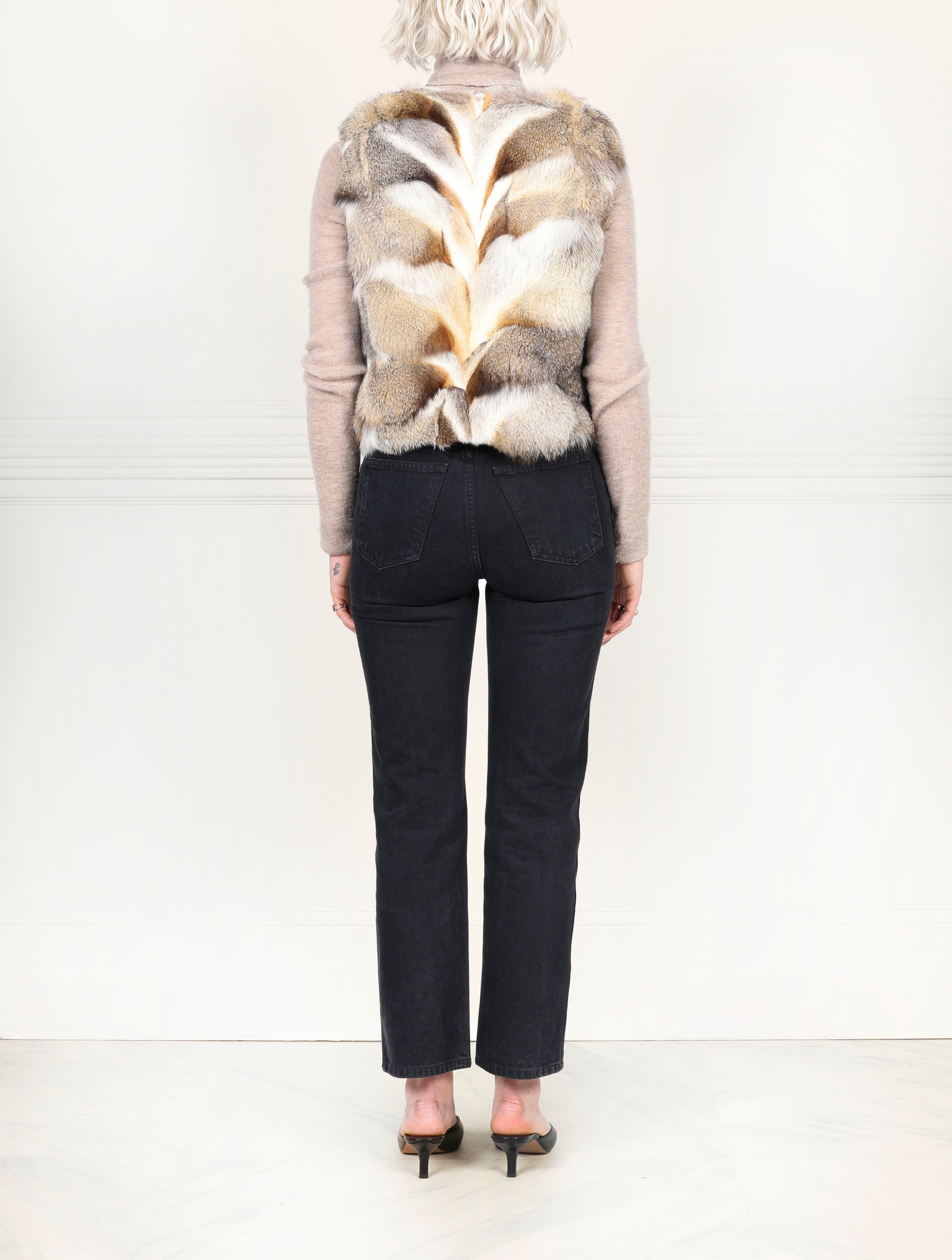 Fox Fur Flat Patchwork Vest (NEW)