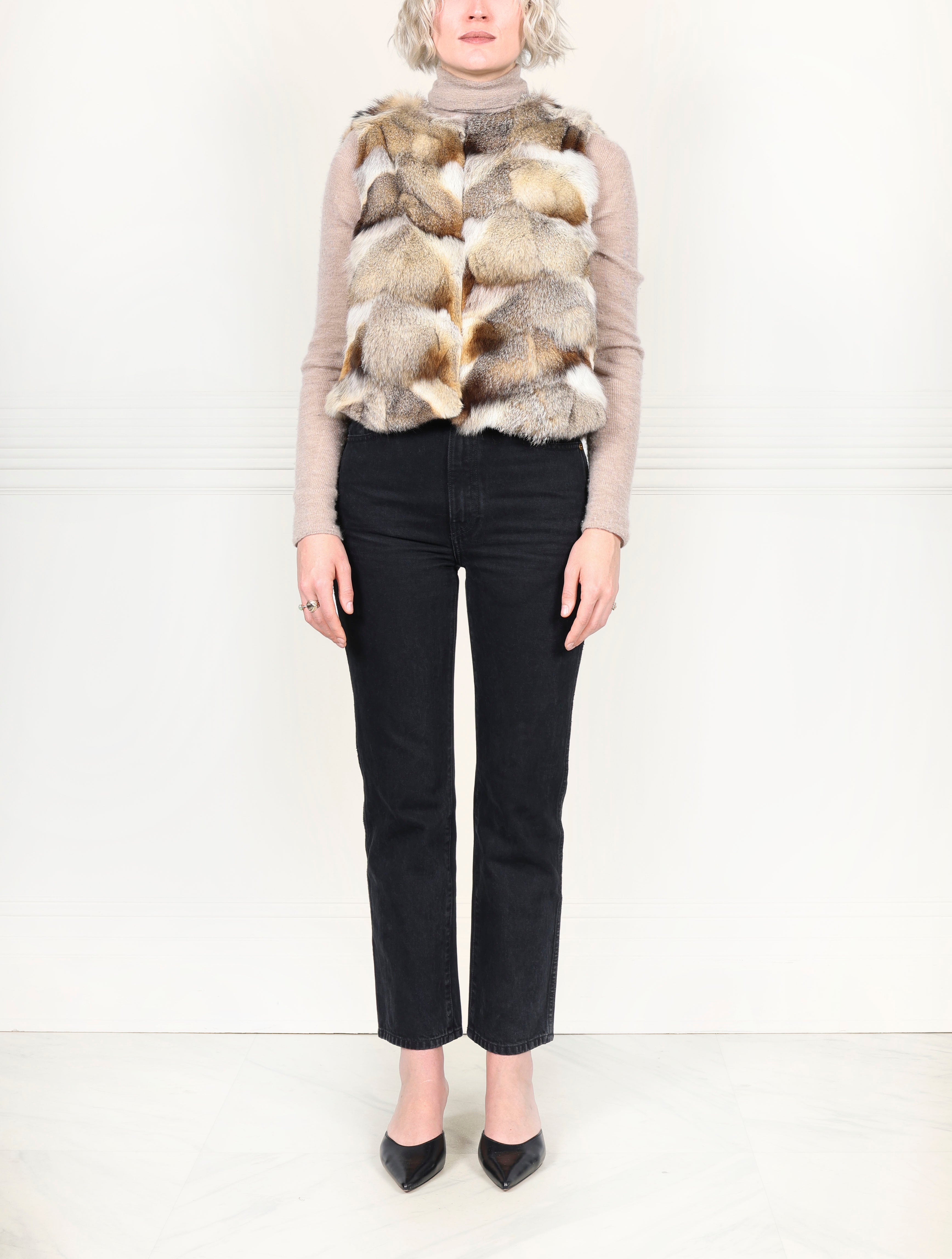 Fox Fur Flat Patchwork Vest (NEW)