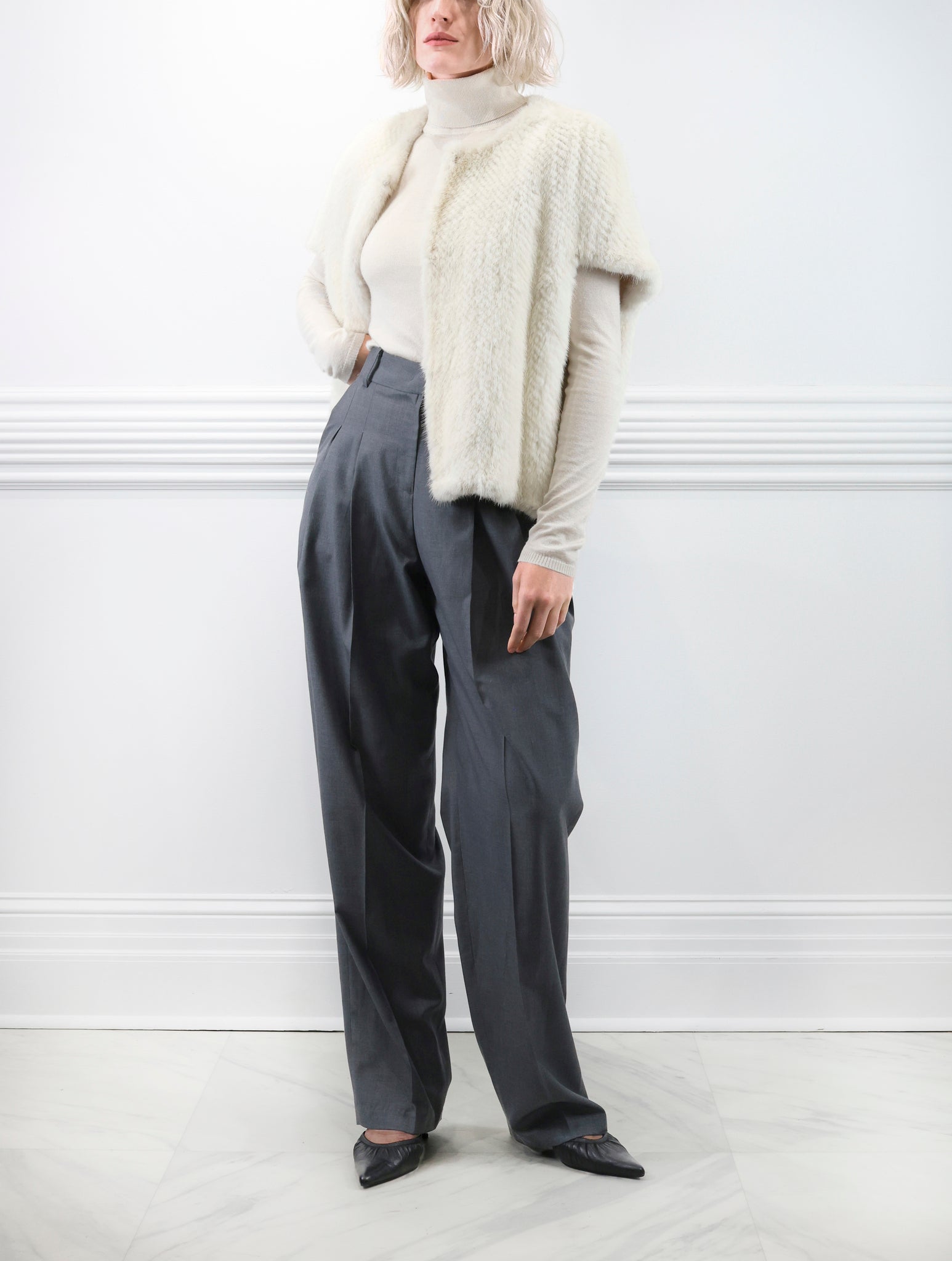 The Frances Knitted Mink Fur Cocoon Vest