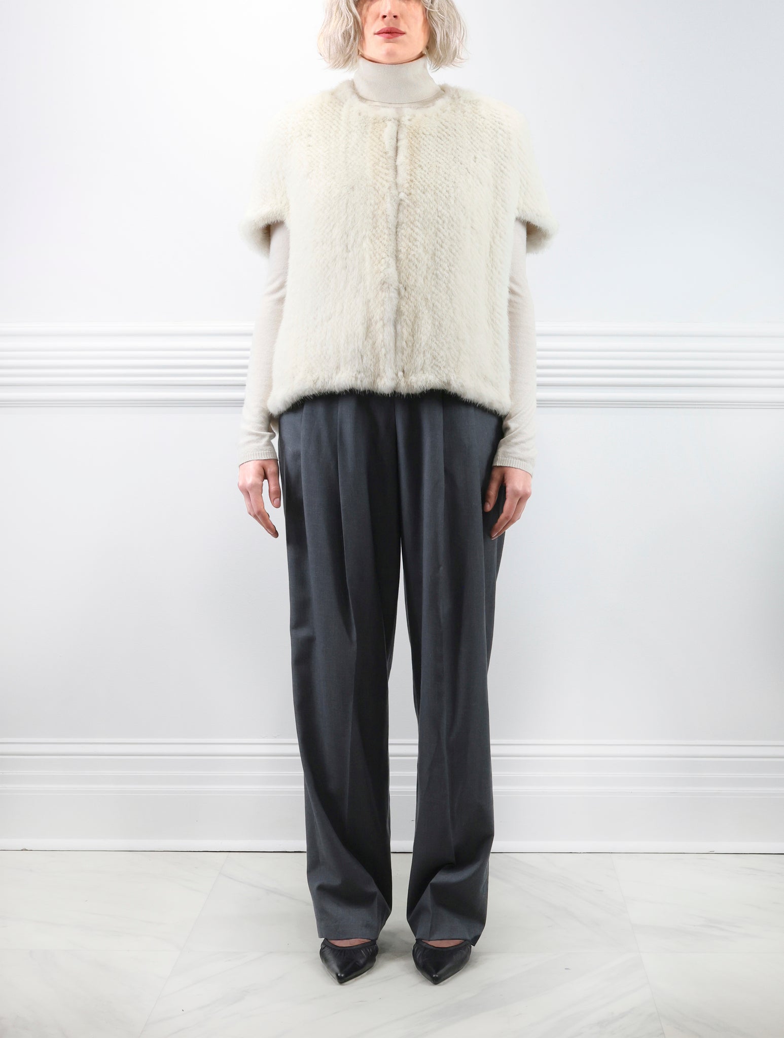 The Frances Knitted Mink Fur Cocoon Vest