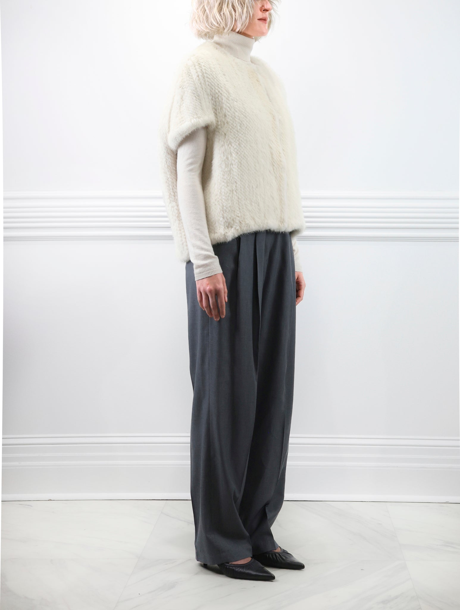 The Frances Knitted Mink Fur Cocoon Vest