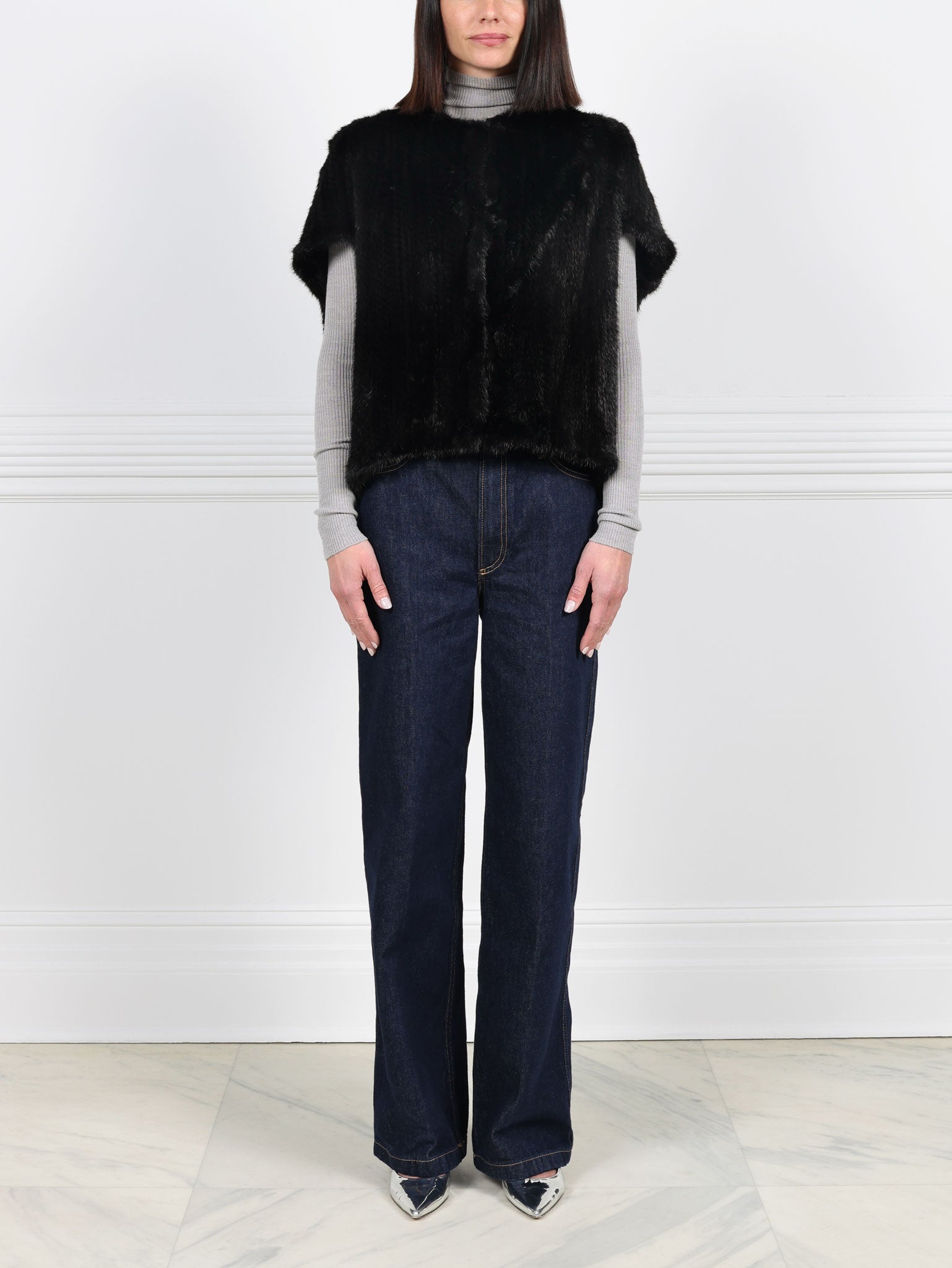The Frances Knitted Mink Fur Cocoon Vest
